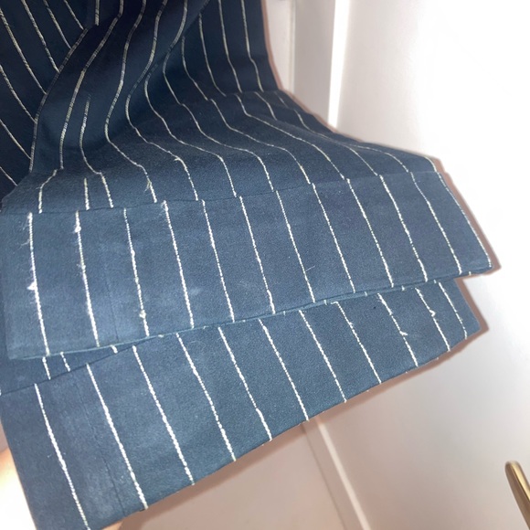 Y2K MISSONI Pinstripe Low Rise Flare Cuffed Dark Navy Trousers SZ: 6 - Picture 9 of 13